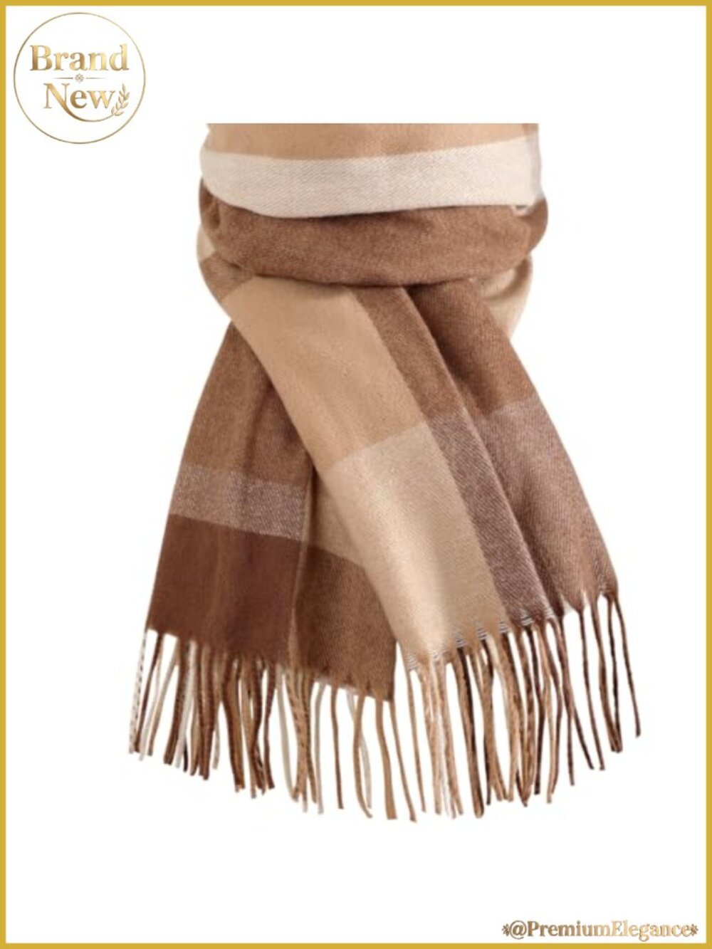 Women's Winter Plaid Blanket Scarf Cozy Pashmina Shawl Tassel